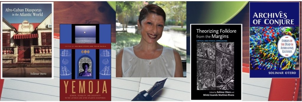 Foto de Solimar Otero y cubiertas de sus cuatro libros